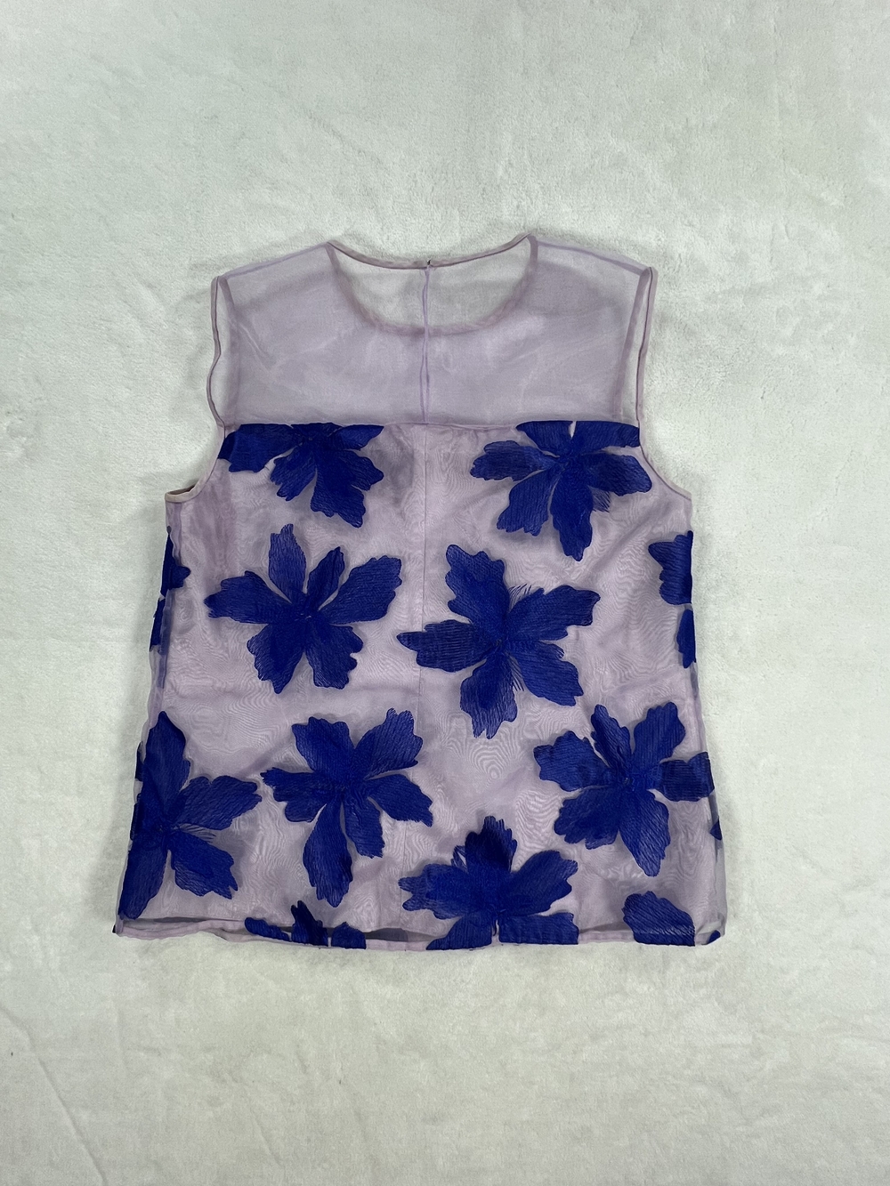 Rebecca Taylor Lavender Blue Floral Applique Sleeveless Blouse Top 6 215035T248 - Picture 2 of 7
